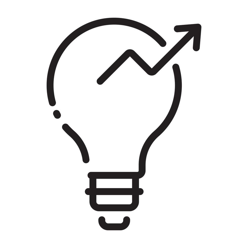 Light bulb with growth chart, business innovation, creative idea, startup success, financial progress, illustration isolated on white background vector