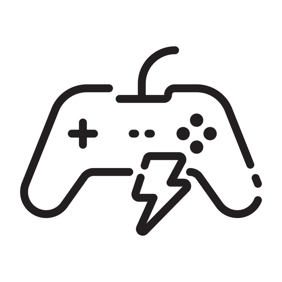 Gaming controller with lightning bolt, power and energy concept, game icon, esports symbol, isolated illustration on white background vector