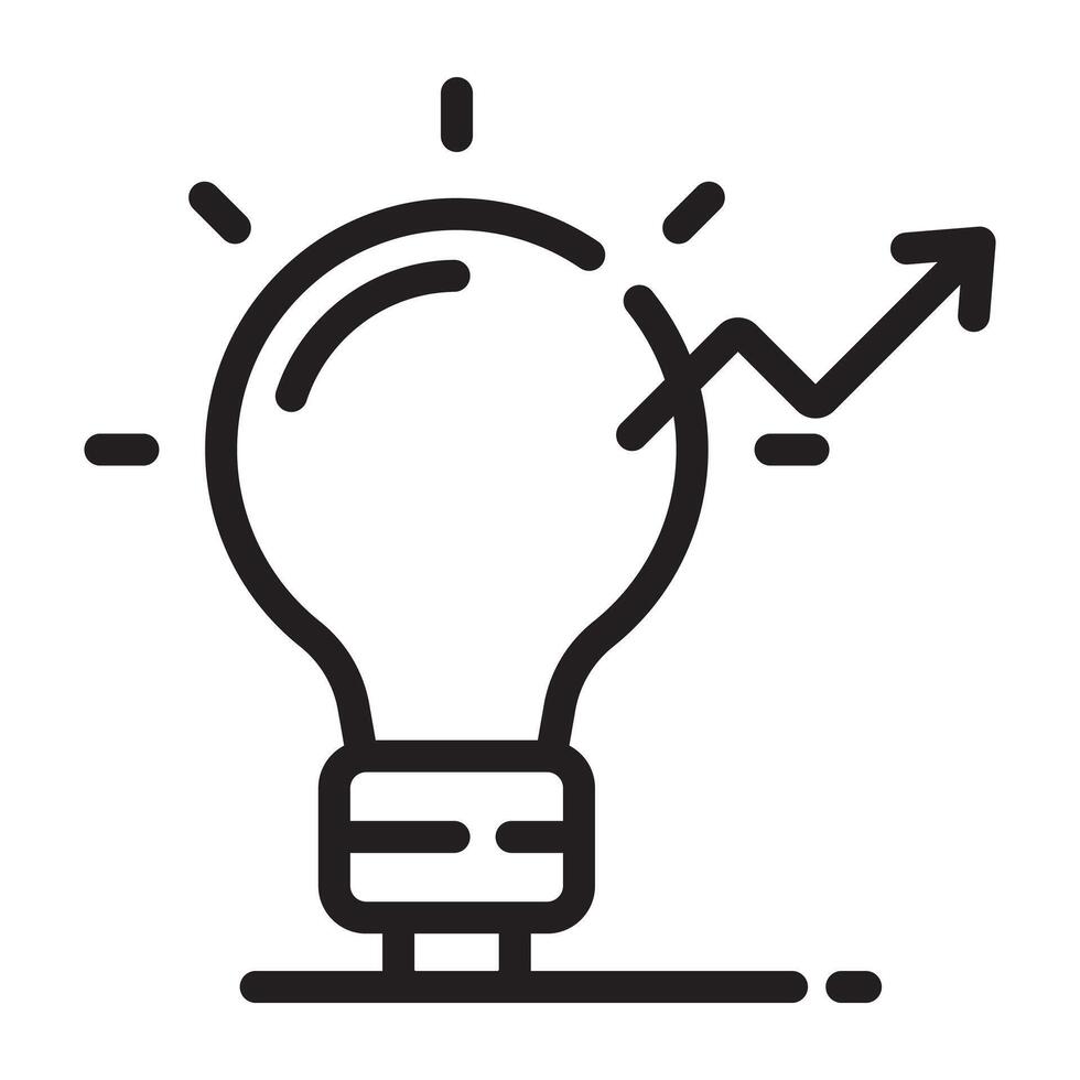 Light bulb with upward arrow, business growth and innovation icon, creative idea symbol, success and development concept, isolated illustration on white background vector