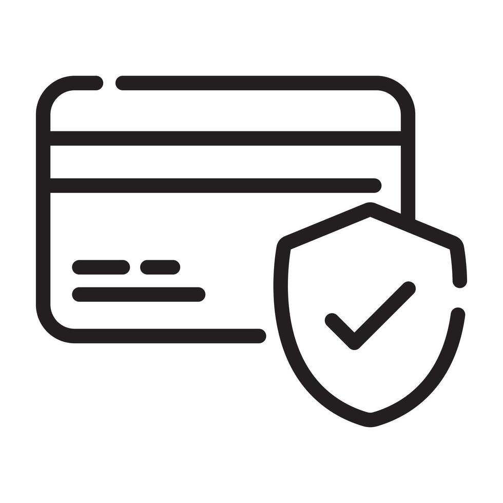 Secure credit card payment icon, financial transaction protection symbol, online banking and digital security, illustration isolated on white background vector