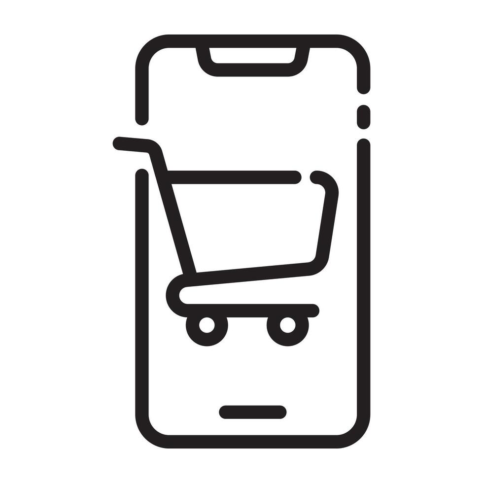 Mobile shopping cart icon, online shopping and e-commerce symbol, digital retail business, illustration isolated on white background vector