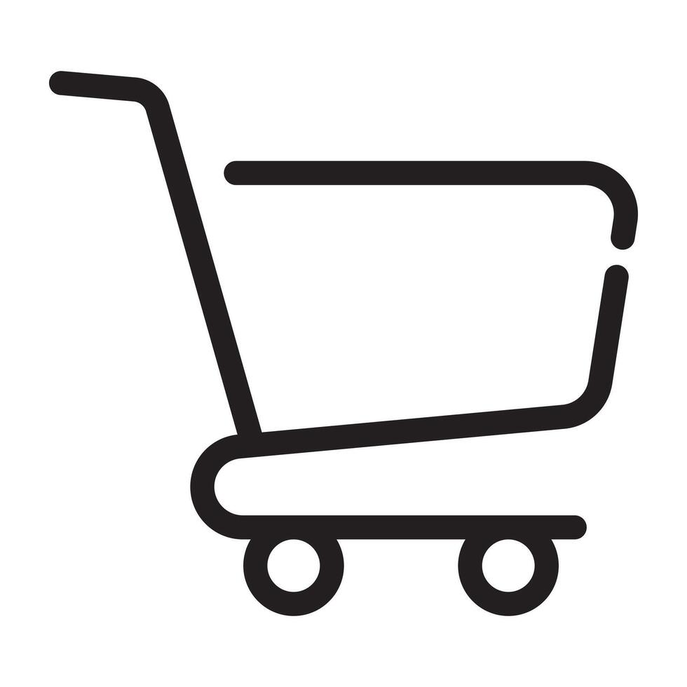 Shopping cart outline icon, retail and e-commerce symbol, black and white illustration isolated on white background vector