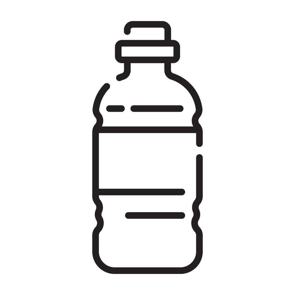 Water bottle outline icon, hydration and fitness symbol, black and white illustration isolated on white background vector