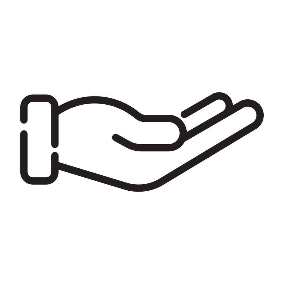 Open hand outline icon, giving and receiving gesture symbol, black and white illustration vector