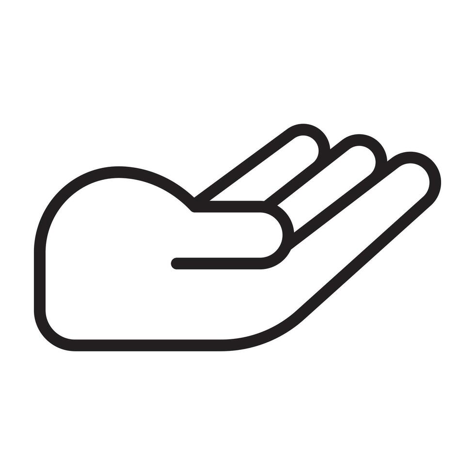 Open hand outline icon, giving and receiving gesture symbol, black and white illustration isolated on white background. vector