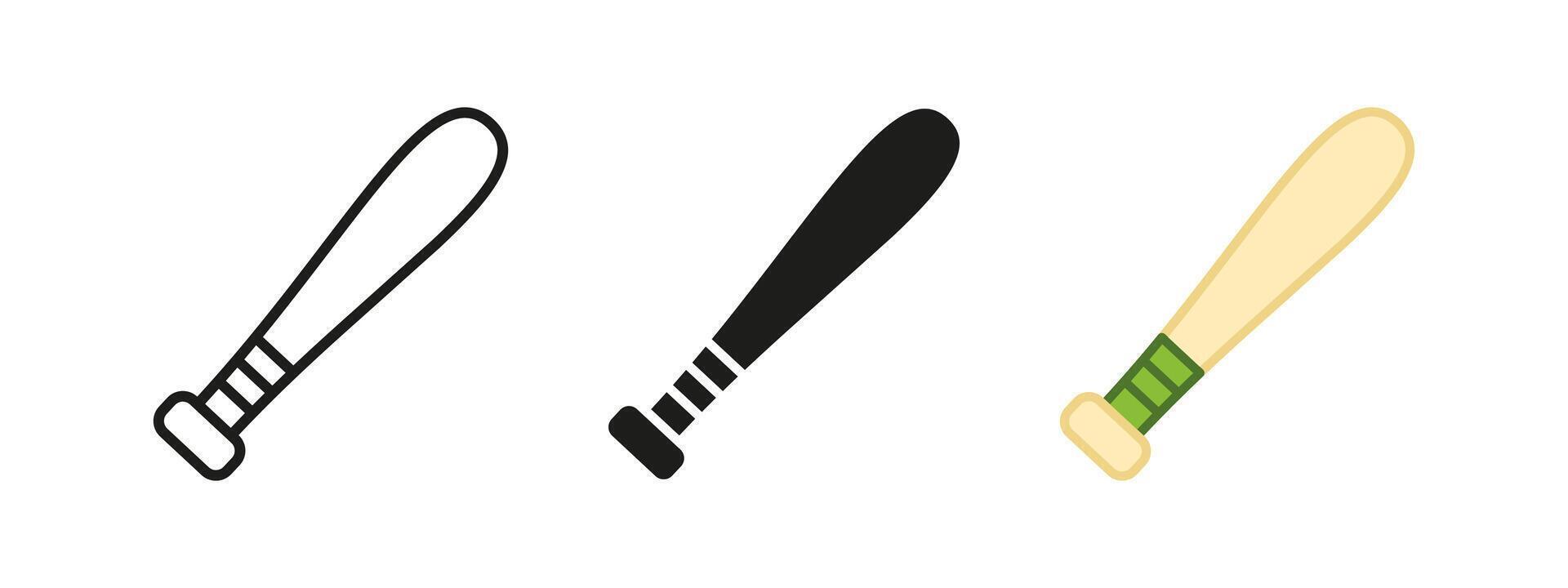 Baseball bat icon. Sport equipment symbol. Baseball game illustration. Wooden bat sign. Player's team object pictogram. Isolated bat silhouette concept. vector