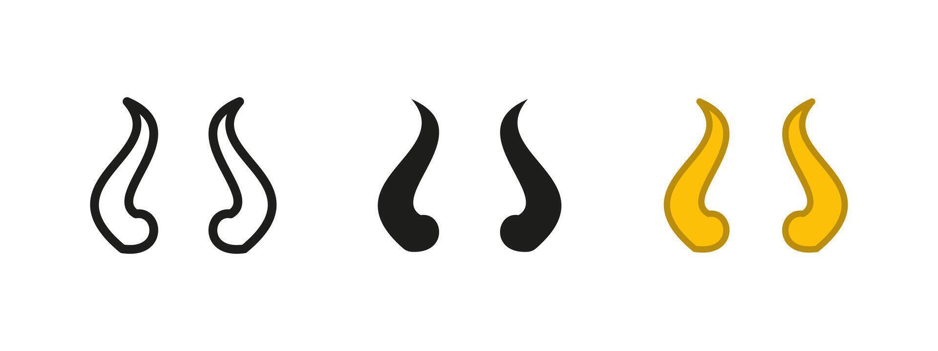 Horns icon. Animal antlers symbol. Bull head illustration. Deer sign. Devil horn silhouette pictogram. Beast and mammal concept. vector