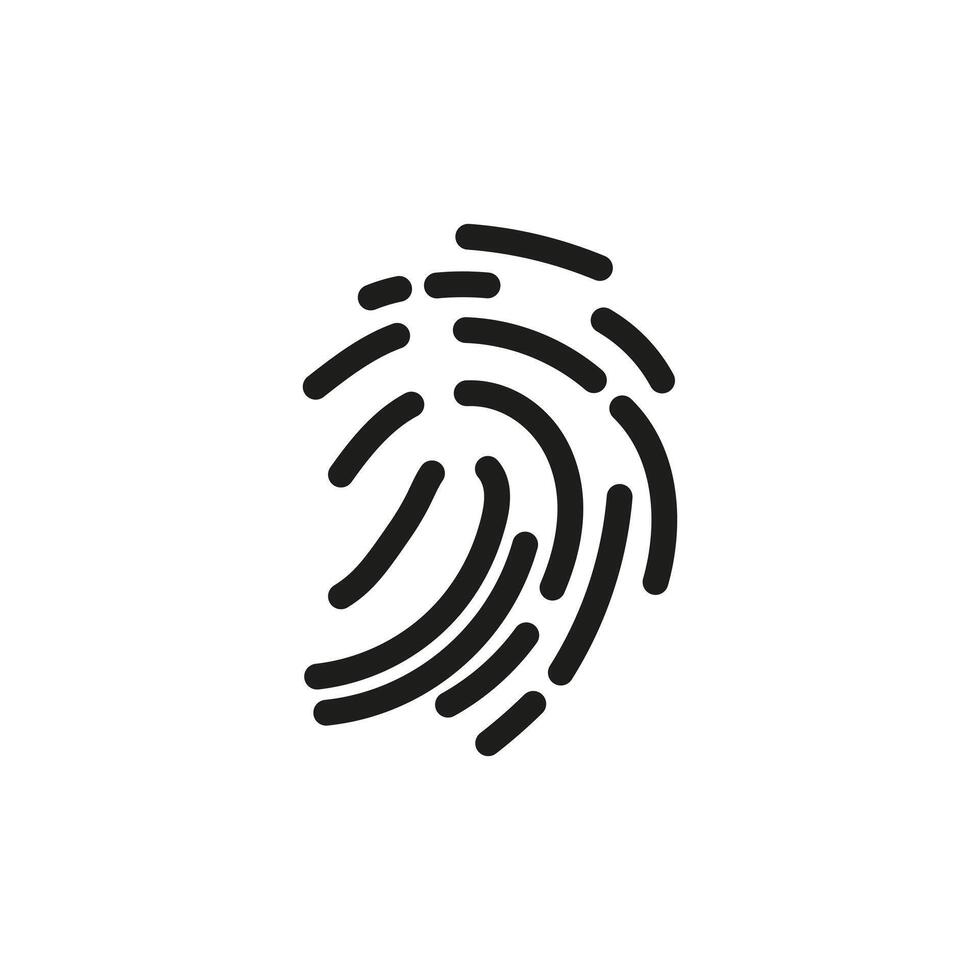 Fingerprint icon. Security and biometric symbol. Identification evidence illustration. Authentication sign. Digital thumbprint pictogram. Privacy and access concept. vector