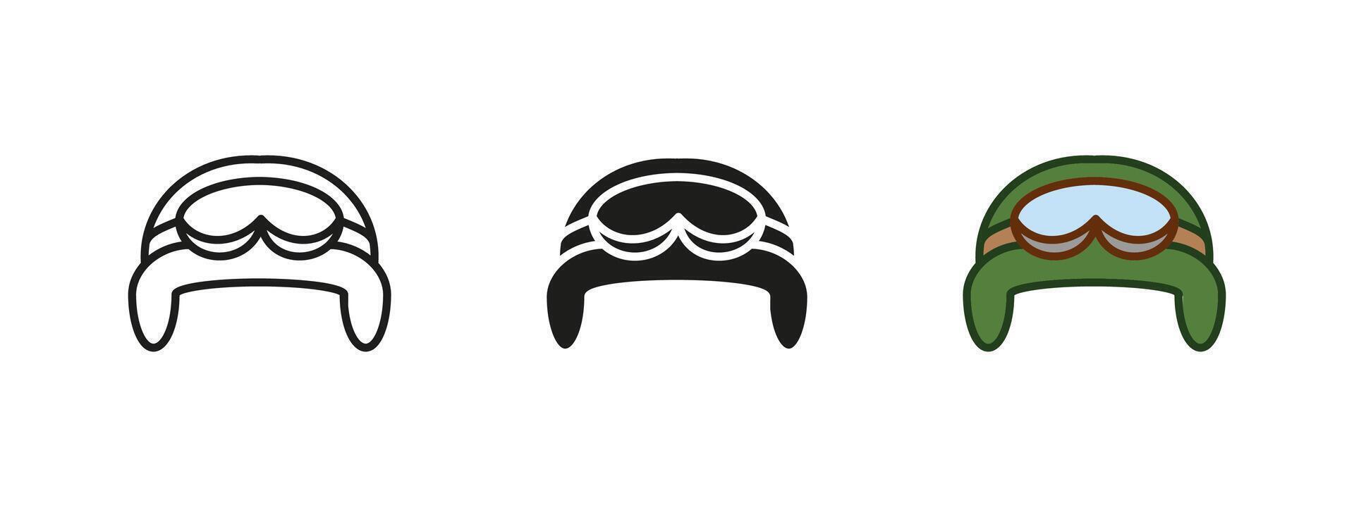 Military helmet icon. Protective army headgear for soldiers. Tactical combat helmet illustration. War defense equipment for security. Camouflage battle uniform gear. vector