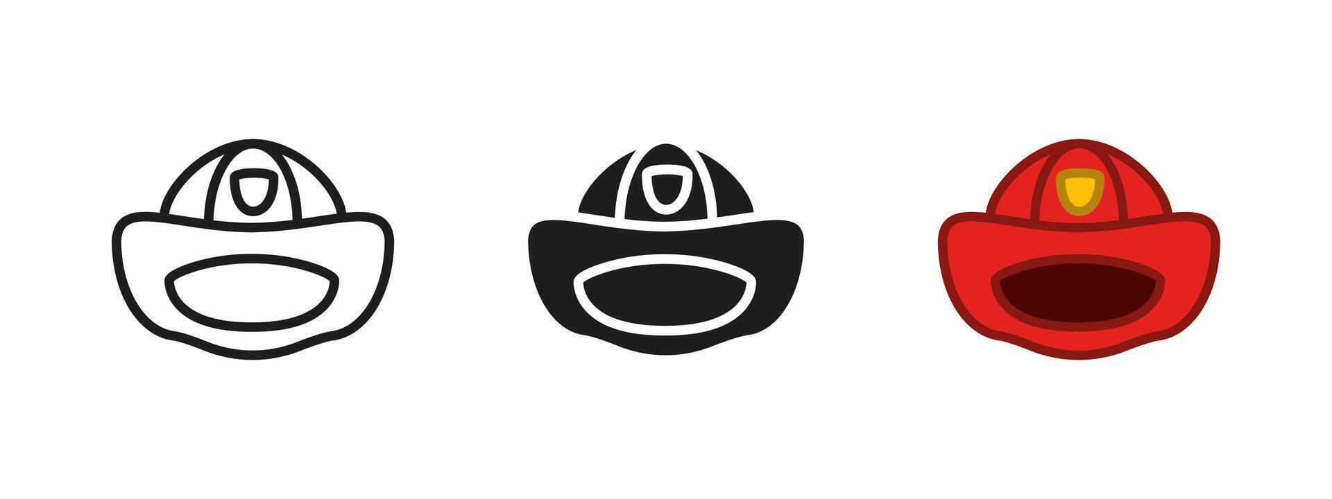 Fireman helmet icon. Protective firefighter helmet equipment. Emergency rescue headgear illustration. Fire safety gear for professionals. Essential uniform for fire service. vector