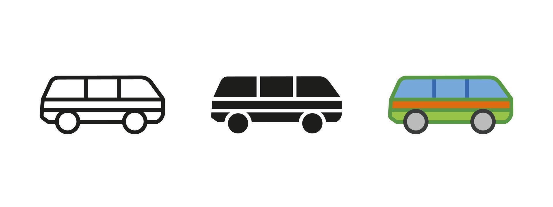 Bus icon. Public transport and vehicle symbol. Passenger travel illustration. Urban commute and transit pictogram. Road mobility and shuttle concept. vector