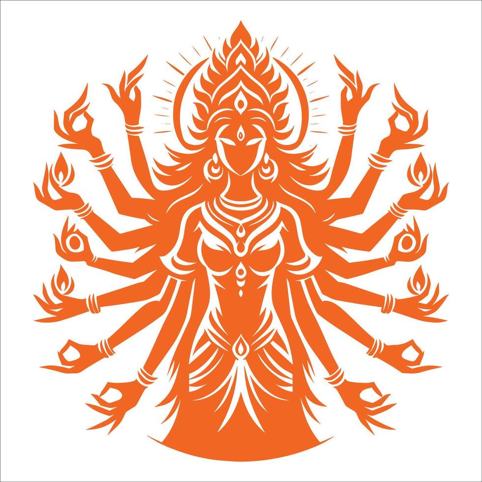Hindu Goddess mother Kali, Kali puja festival, bengali cultural festival, worship of Goddess Kali vector