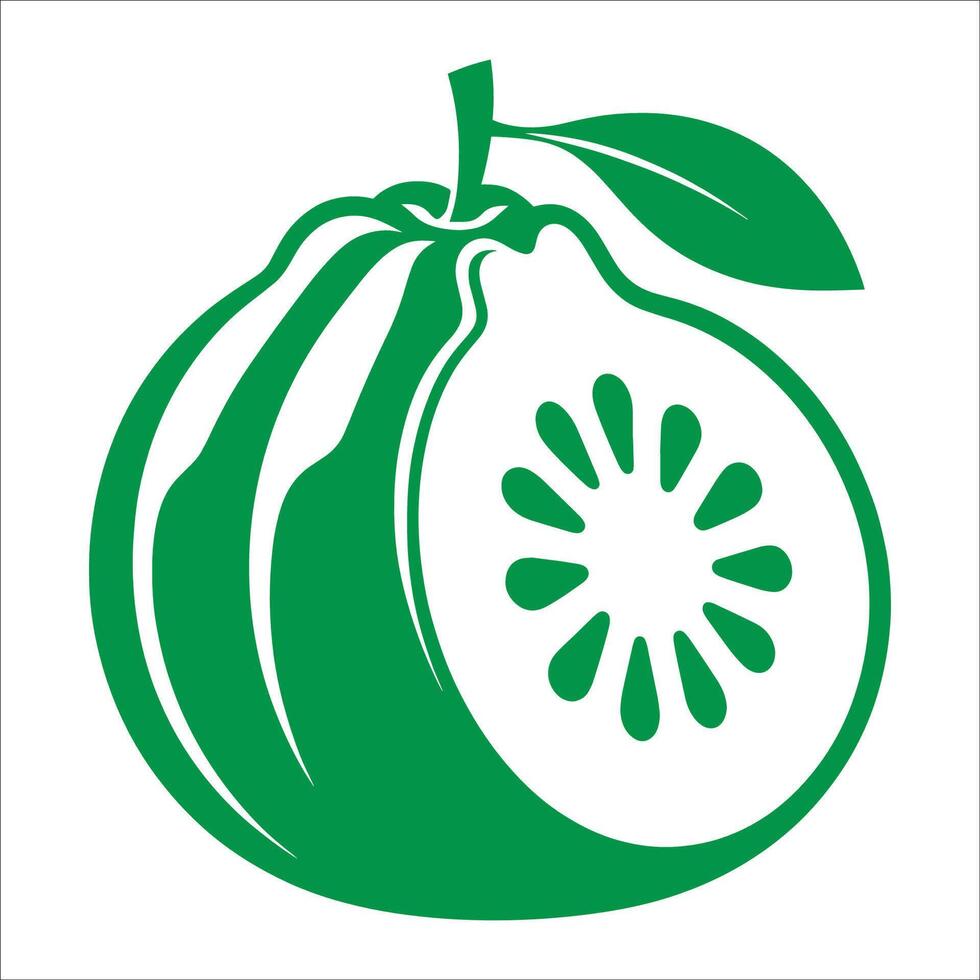 A green fruit with leaves on it vector