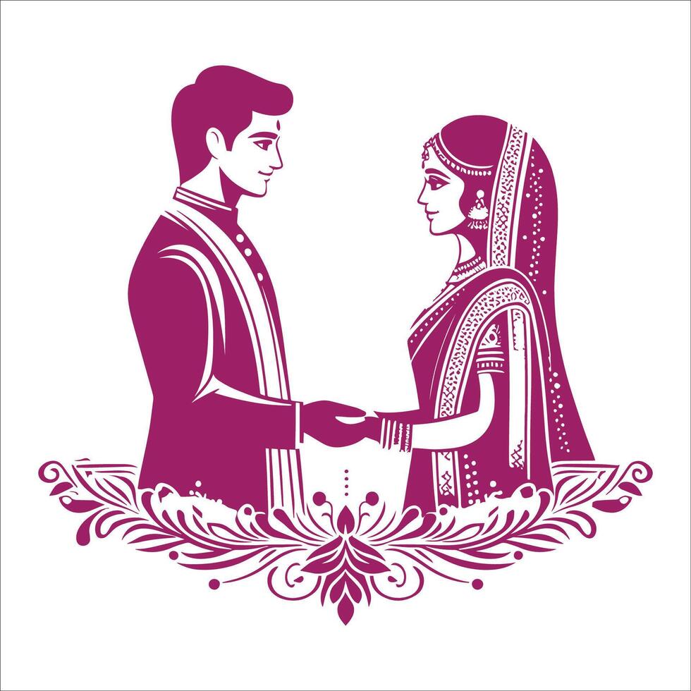 Beautiful Indian Wedding Couple vector
