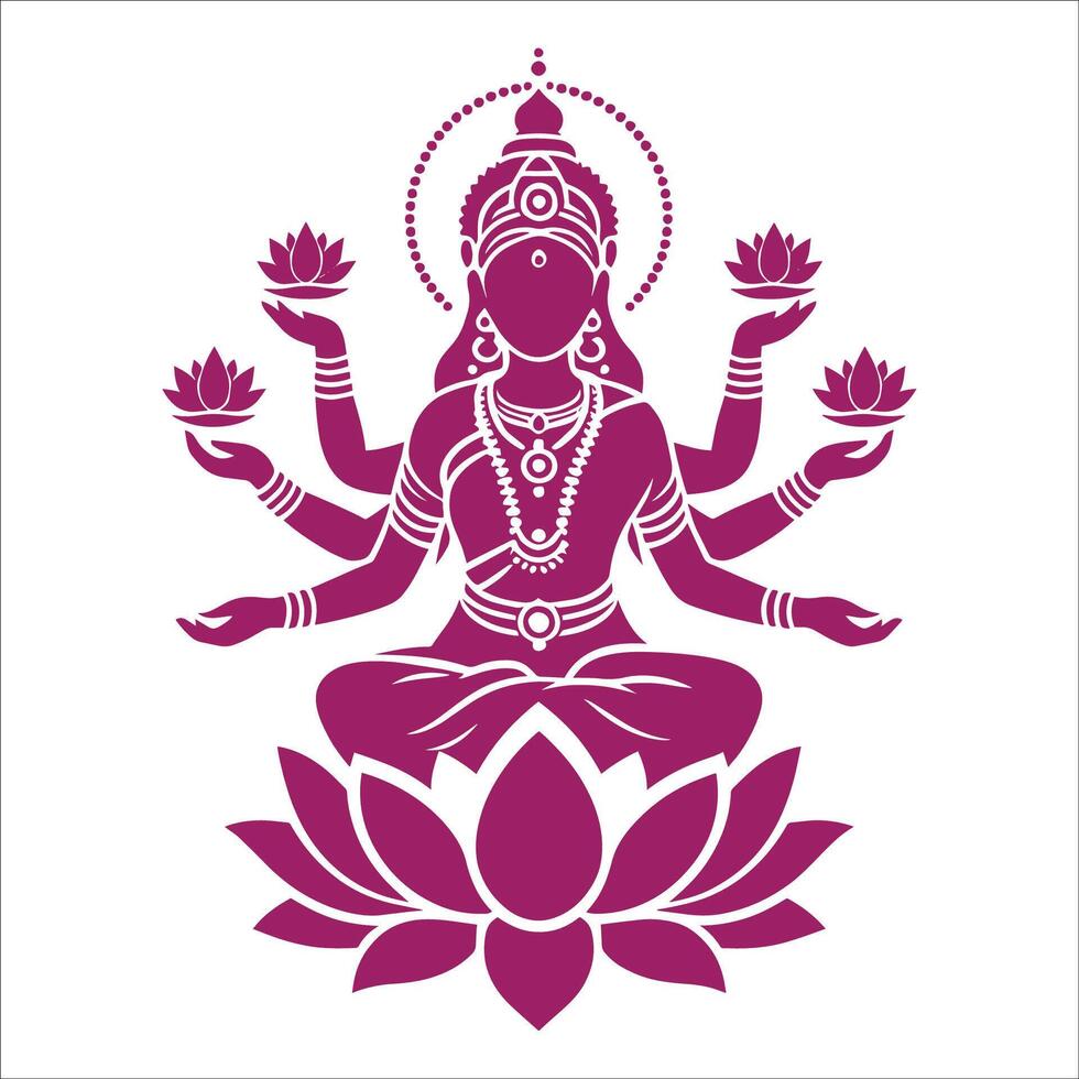 The goddess of lotus is sitting on a lotus vector