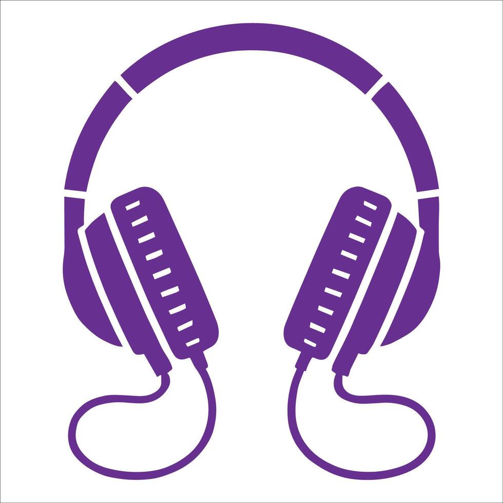 A purple headphone icon on a white background vector