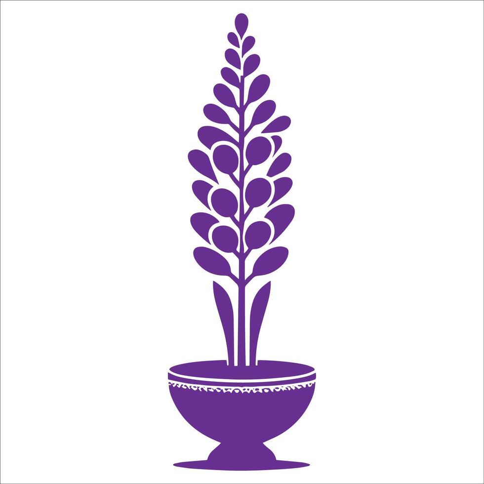 A purple flower in a vase on a white background vector