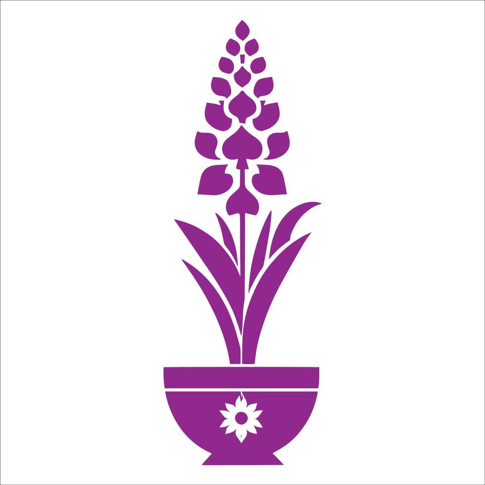 A purple flower in a pot with a white background vector