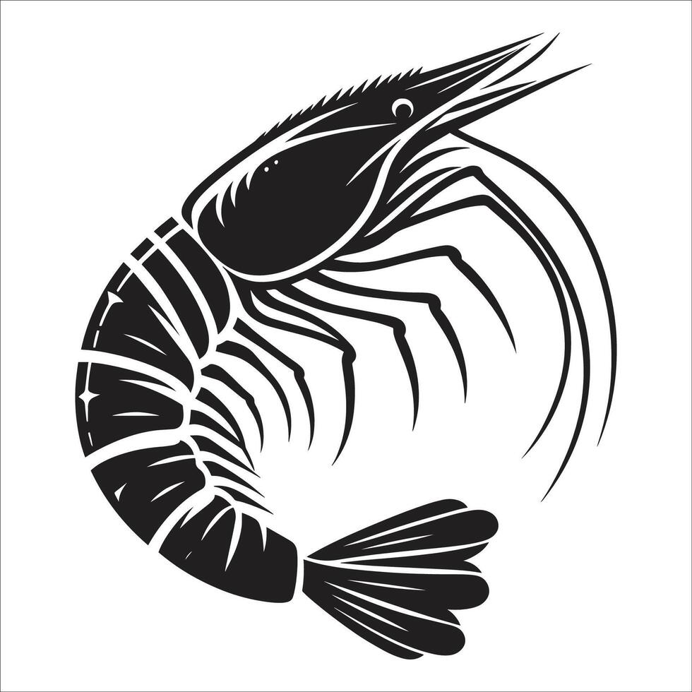 Shrimp silhouette on white background vector