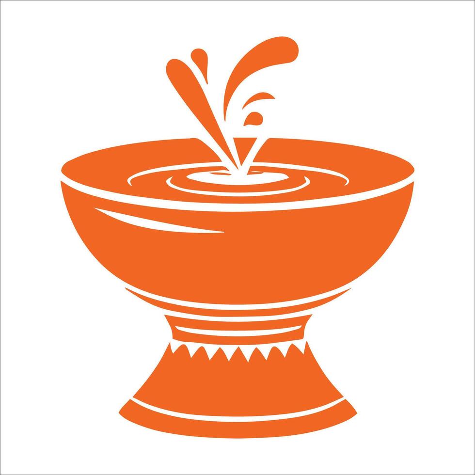 An orange bowl with water pouring out of it vector