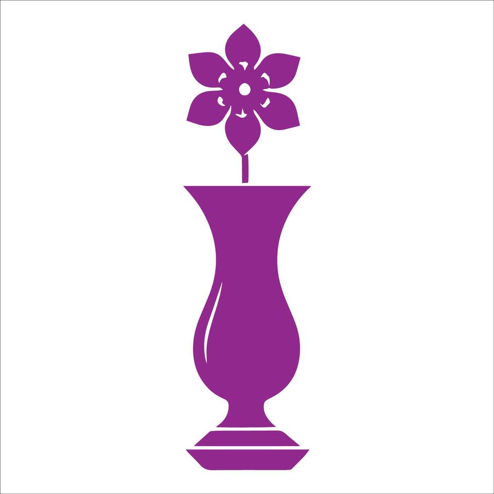 A purple vase with a flower in it vector