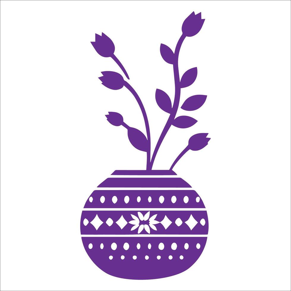 A purple vase with flowers in it vector