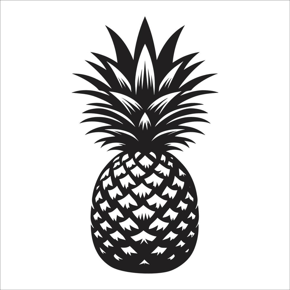A black and white pineapple silhouette on a white background vector