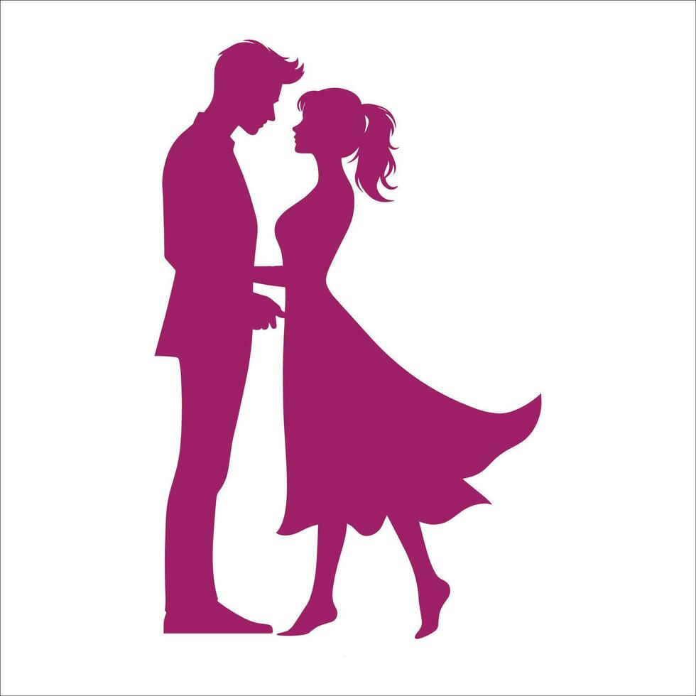 A silhouette of a man and woman standing together vector