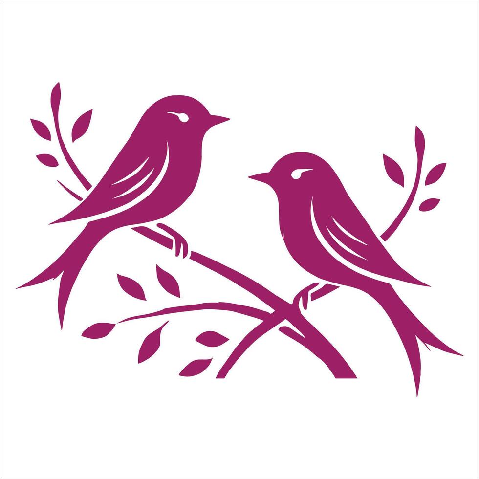 Two birds on a branch vector