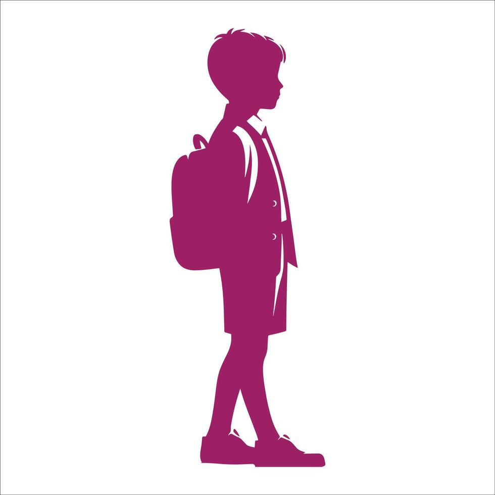 A silhouette of a boy with a backpack vector