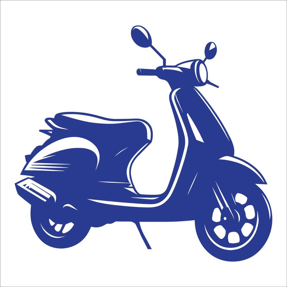 A blue scooter is shown in a silhouette on a white background vector