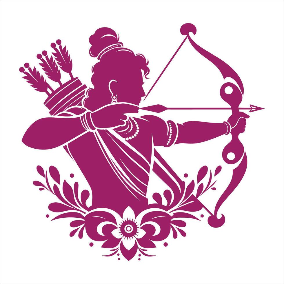 Lord rama with bow and arrow vector