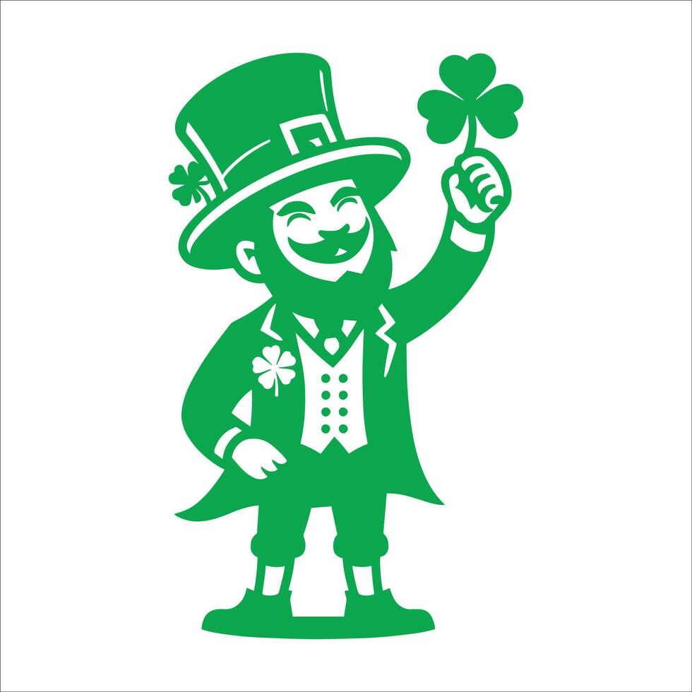 A leprechaun holding a shamrock vector