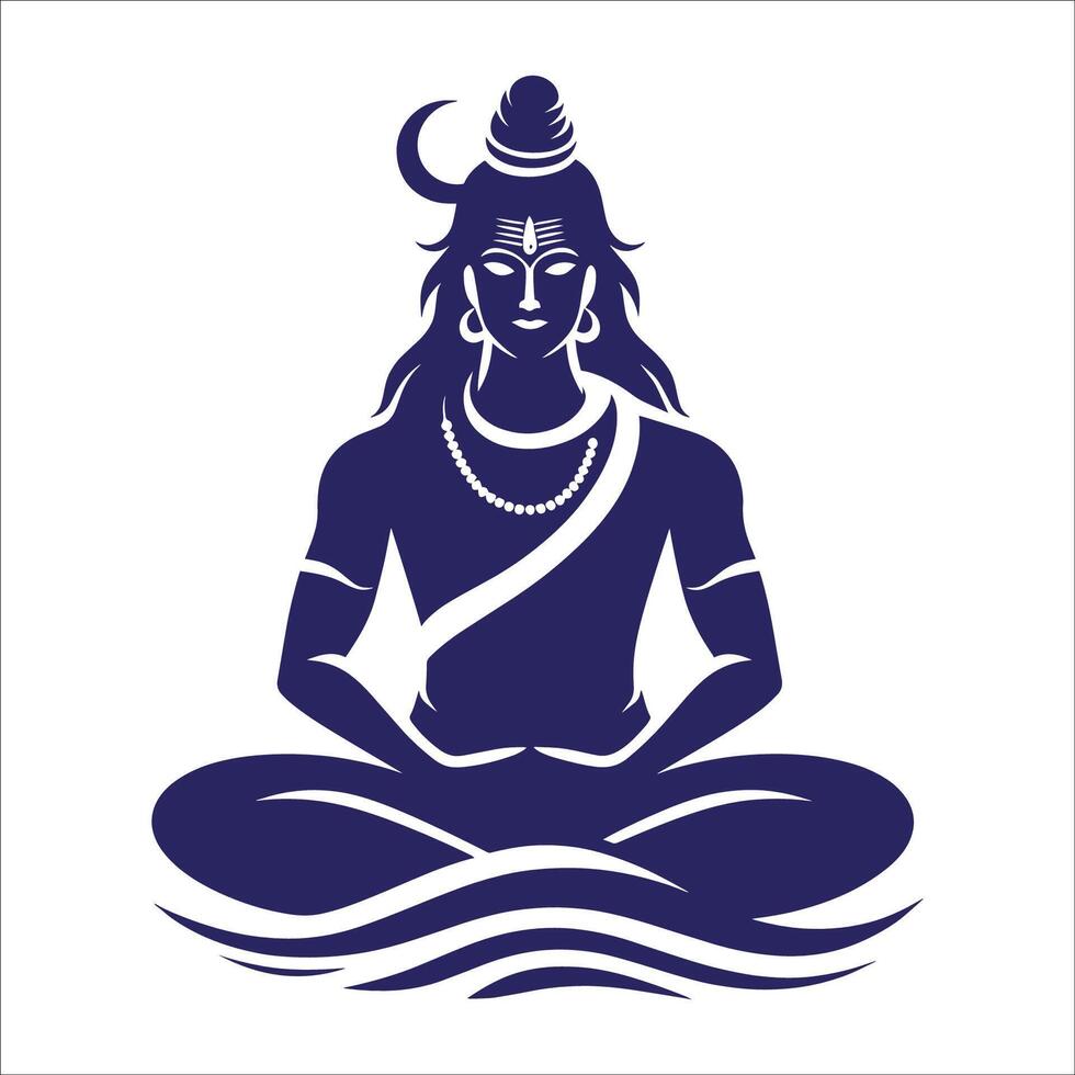 Lord shiva in meditation pose, isolated on white background vector
