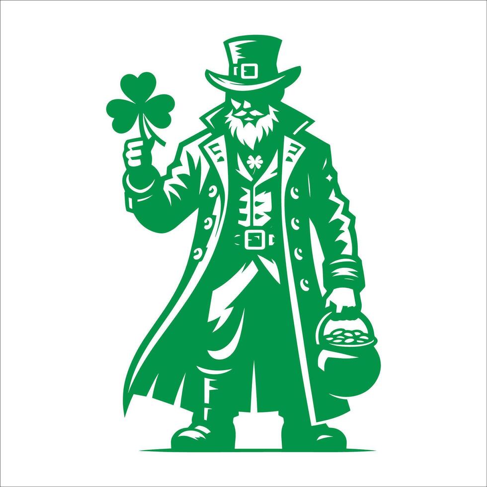 St patricks day leprechaun with pot of gold vector