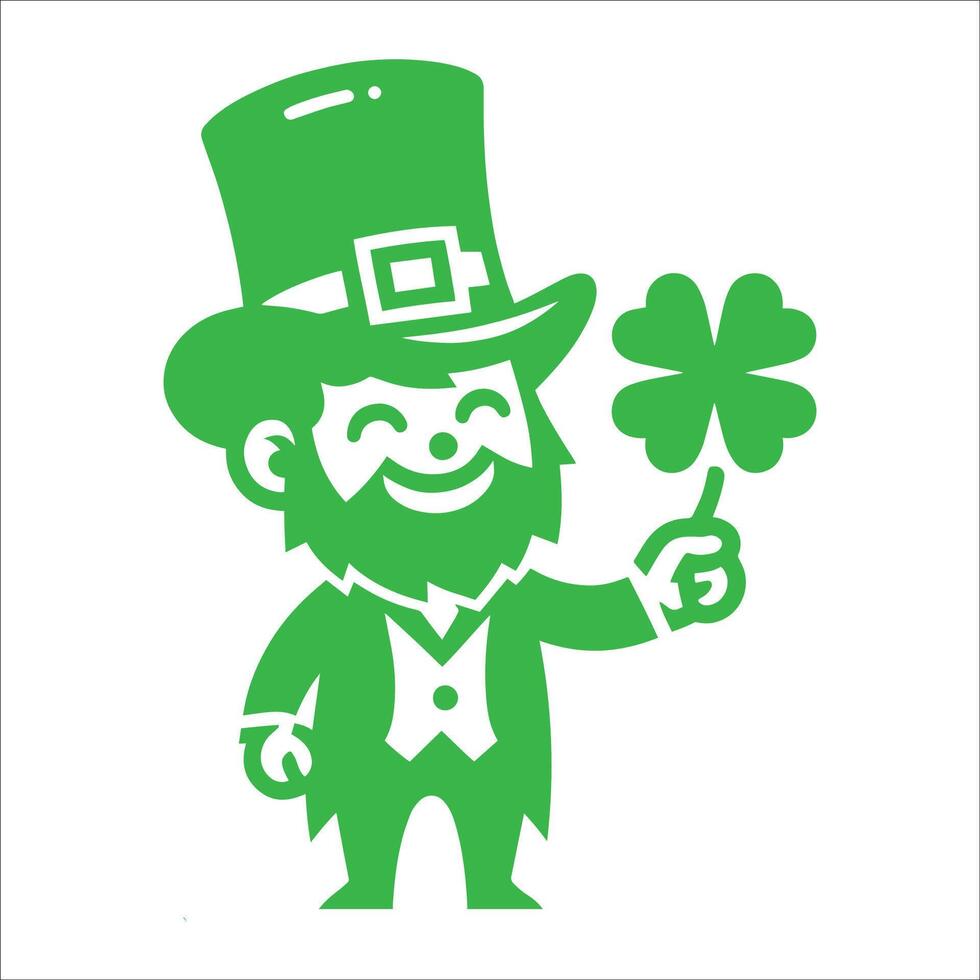 A green leprechaun holding a shamrock vector