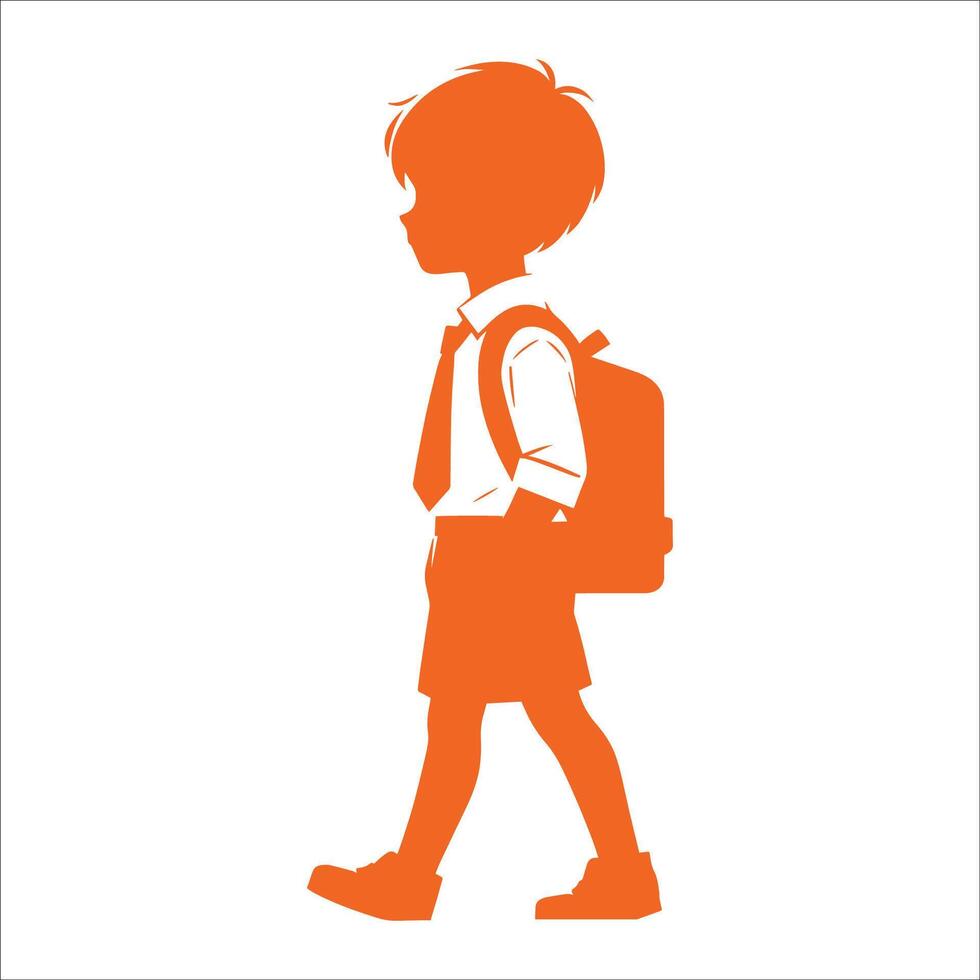 A silhouette of a boy with a backpack vector
