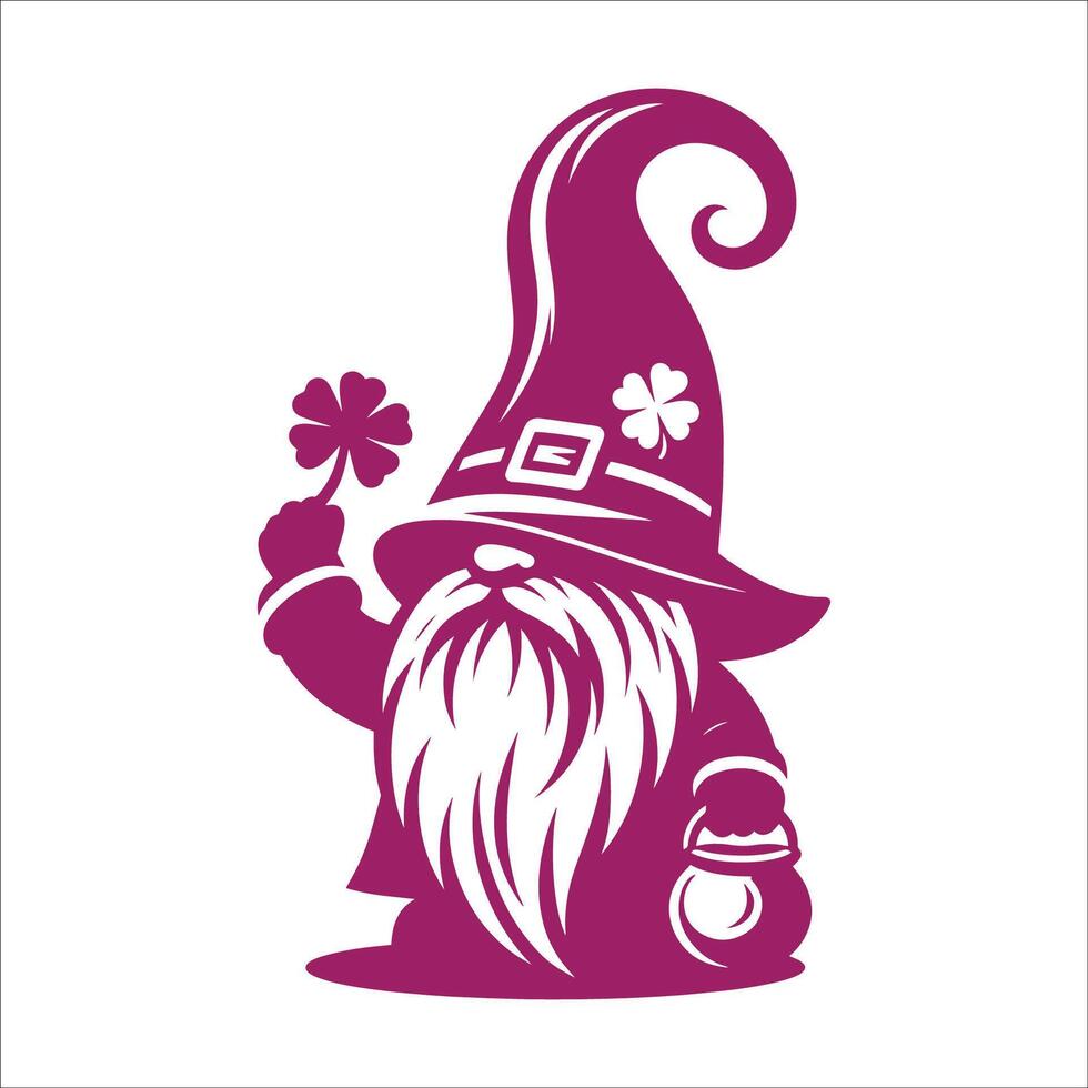 A gnome with a hat and a pot of gold vector
