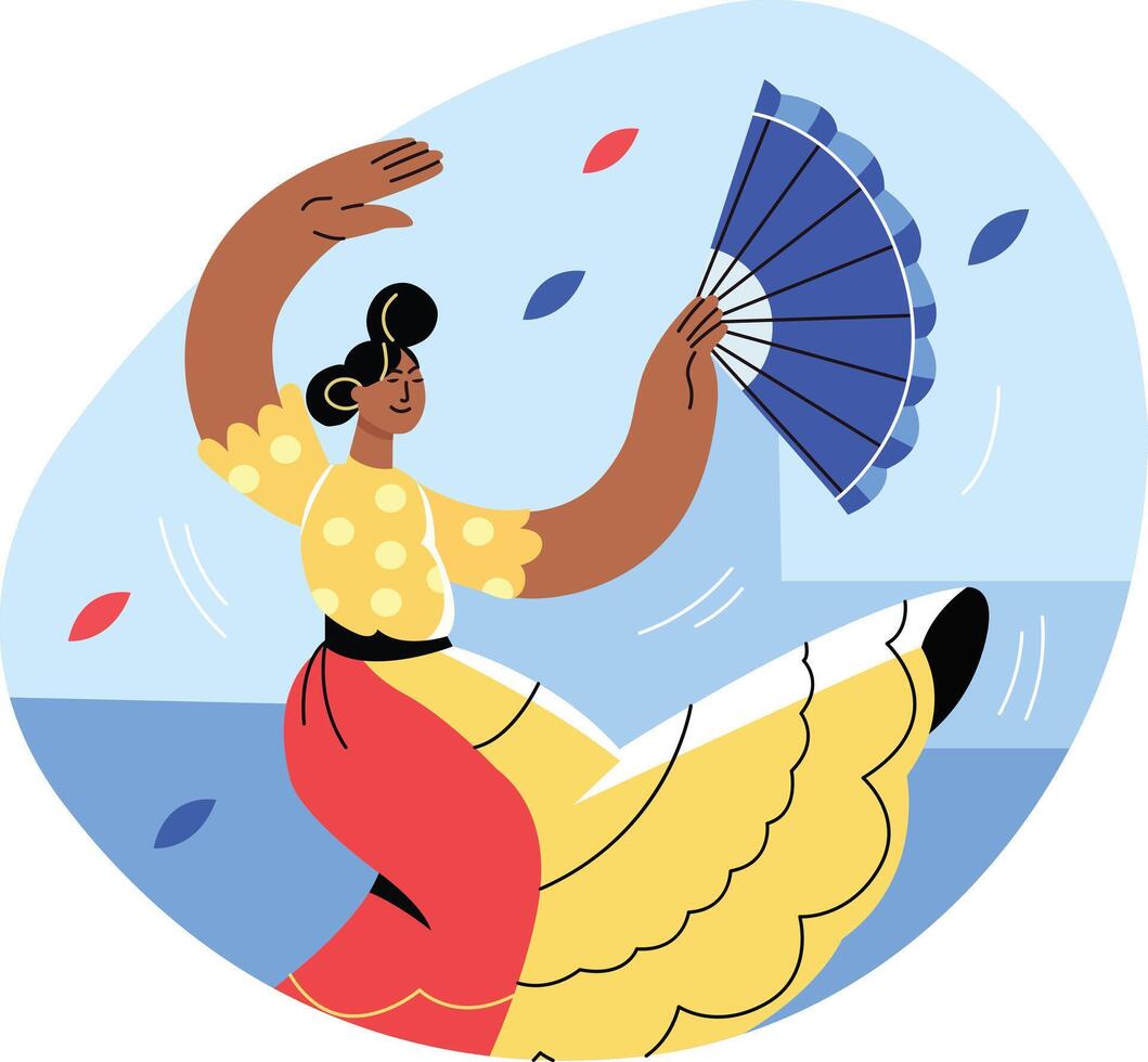 A woman dancing flamenco illustration in flat style vector