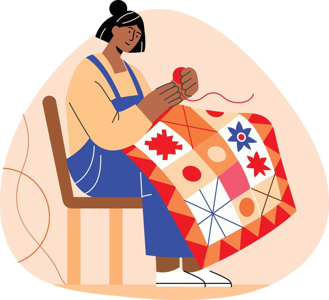 Quilt maker woman illustration in flat style vector