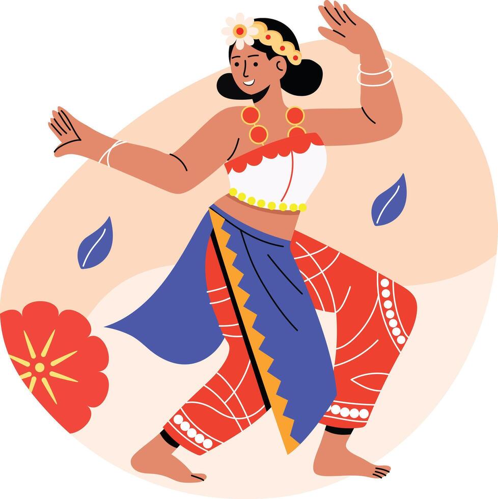 Thai dancer illustration in flat style vector