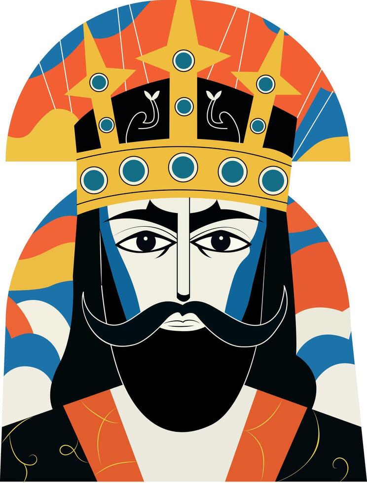A flat illustration of crowned man vector
