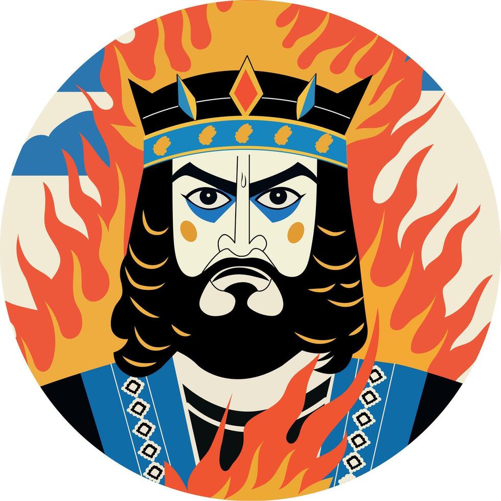 Angry king illustration in flat style vector