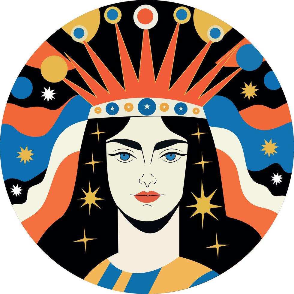 A flat illustration of crowned queen vector
