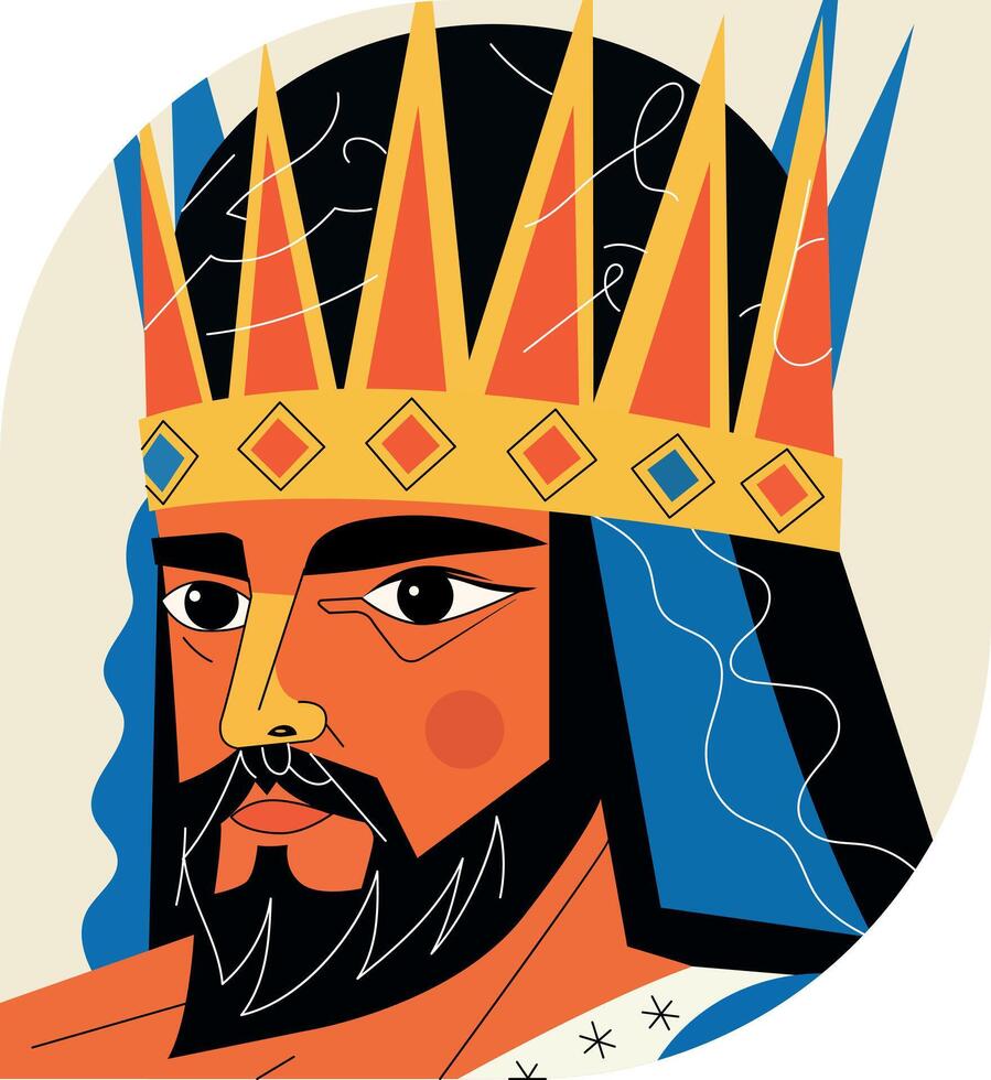 King face illustration flat style vector
