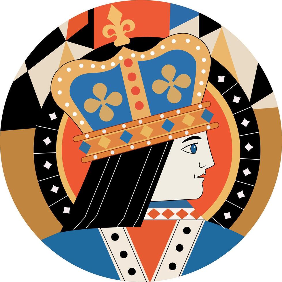 Crowned female character illustration in flat style vector