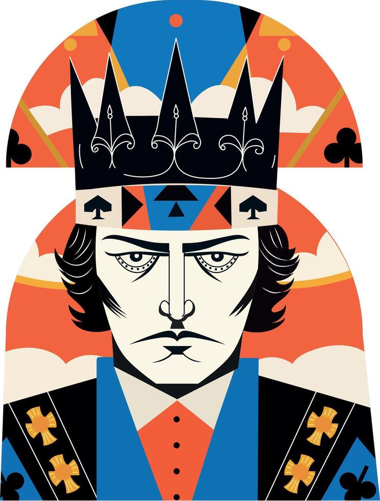 Crowned king illustration in flat style vector