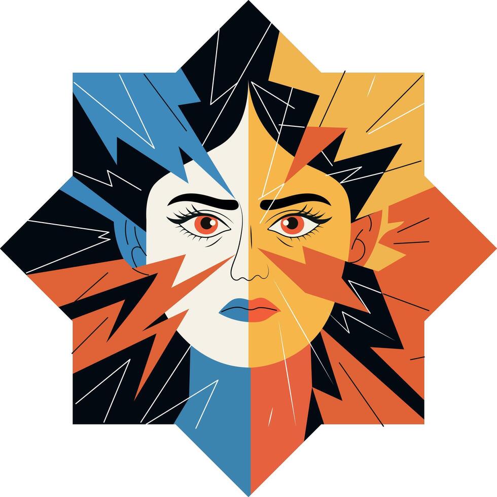 A flat style illustration of female artwork vector