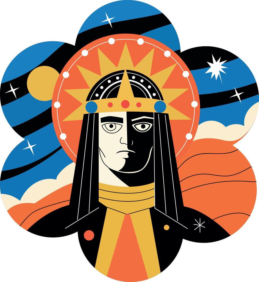 King god illustration in flat style vector