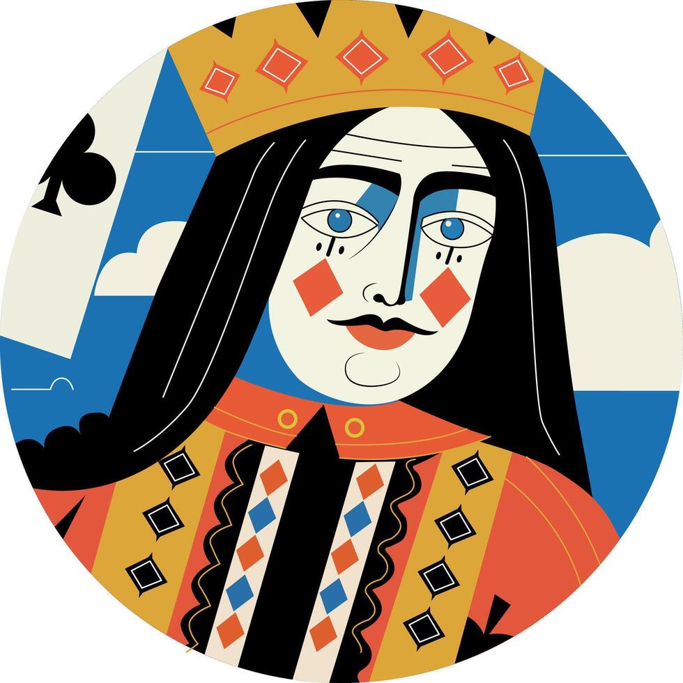 Card queen illustration in flat style vector